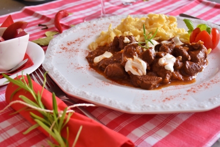 <BODY>Mit einem professionellen Eintopfkocher lassen sich tolle Gulaschgerichte herbeizaubern.</BODY> Leckeres angerichtetes Gulasch